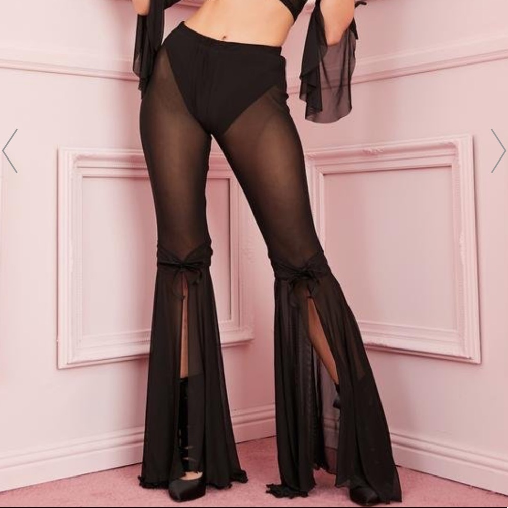 Dollskill Sugar Thrillz see-thru plus size flare leg pants